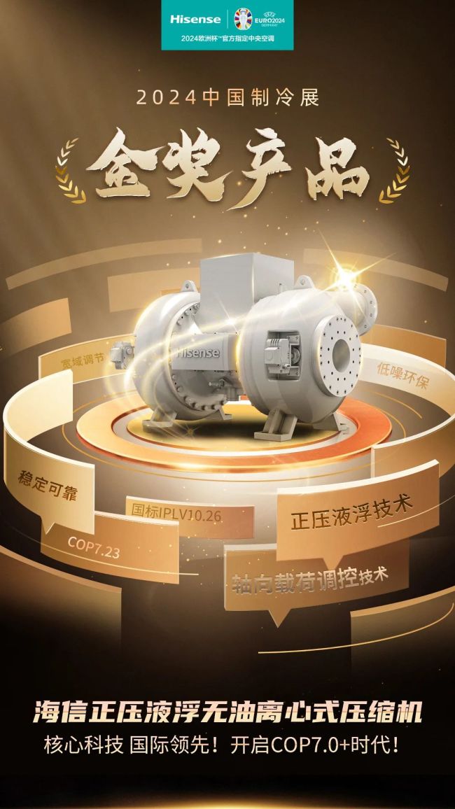 行业唯一！海信中央空调摘得2024中国制冷展压缩机类“金奖”(图1)